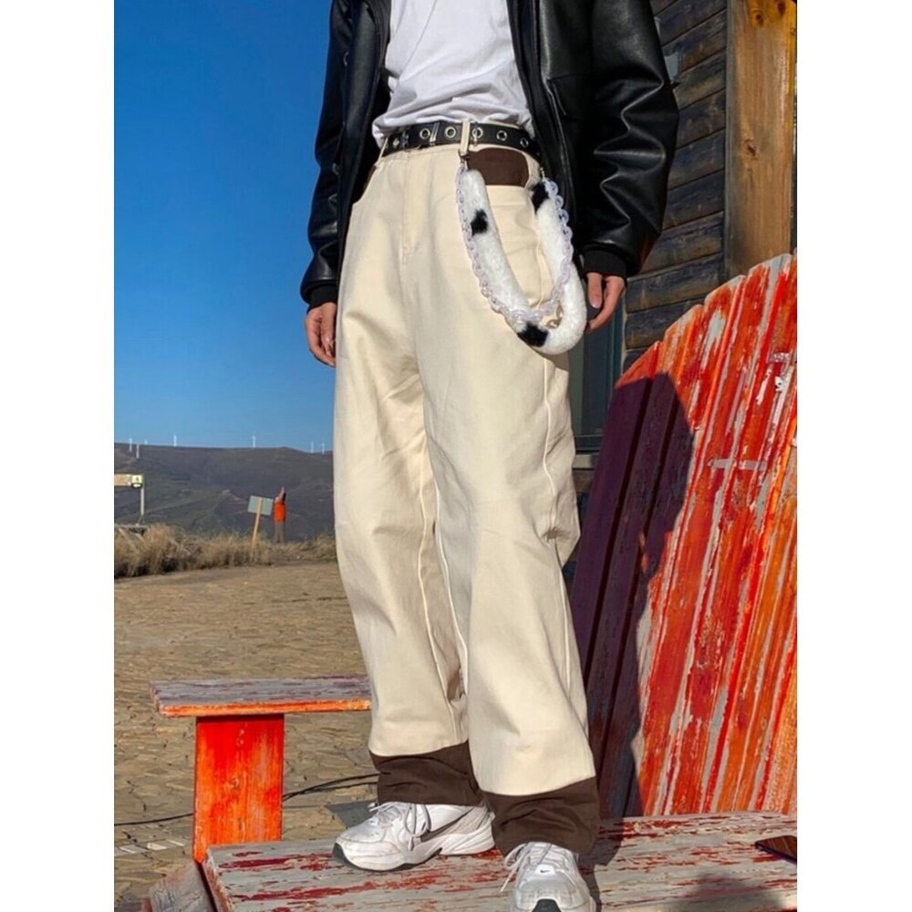 MamaHasGuns Jeans Mens L Two Tone Baggy Beige Western Cotton Neutral